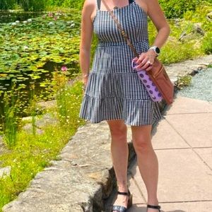 Loft Above knee tiered, checkered sun dress